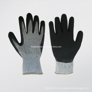 Hppe Cut Resistant Latex Handschuhe mit rauem Finish (5200)